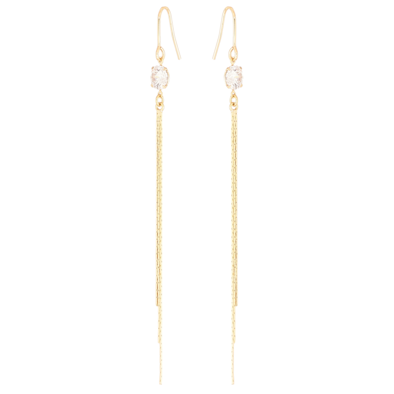 Серьги Xuping Позолота 18K французский замок Подвески с фианитами и цепочками фото №1