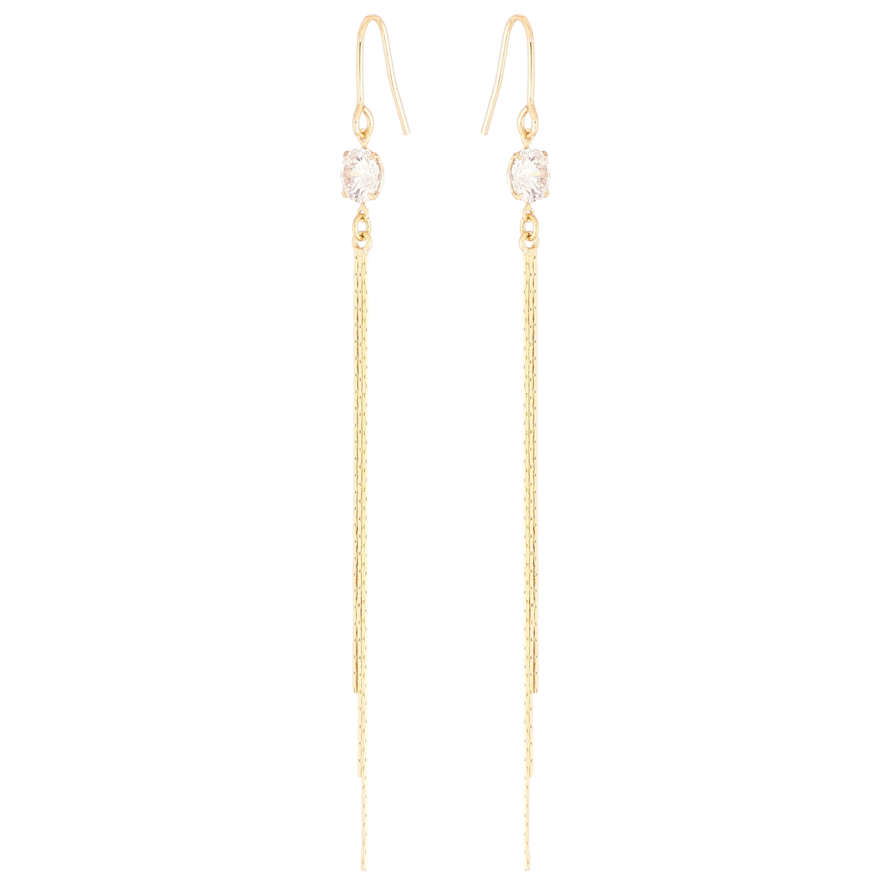 Сережки Xuping Позолота 18K французький замок «Підвіски з фіанітами та ланцюжками» фото №1