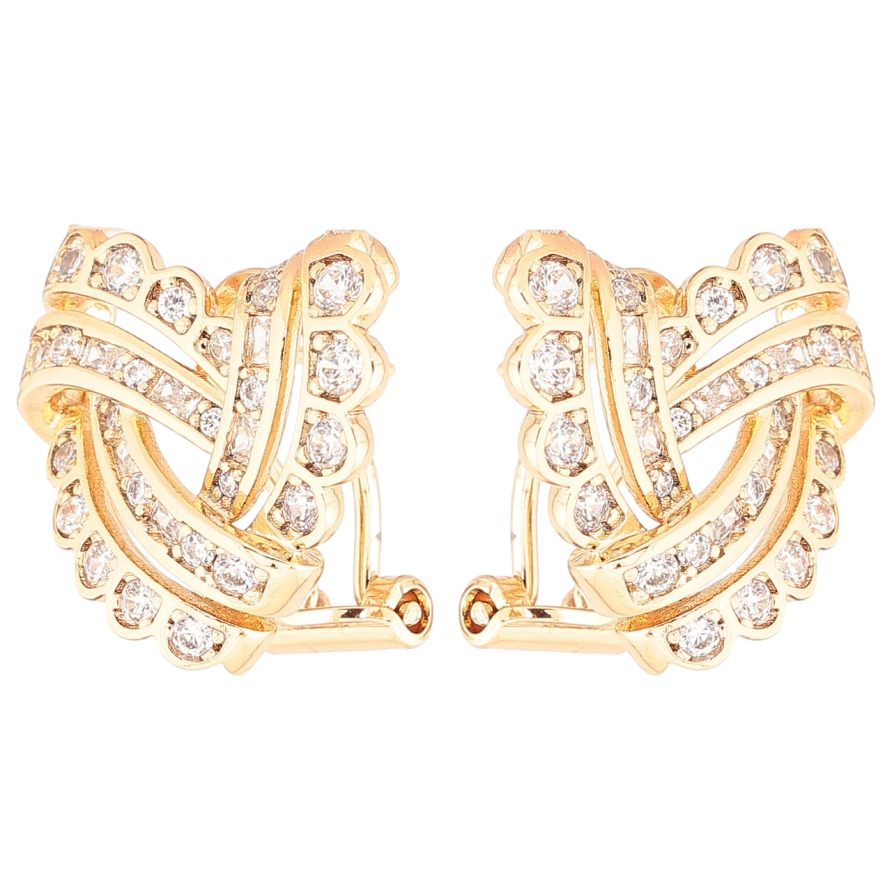 Серьги Xuping Позолота 18K итальянский замок Декоративный узор с цирконием фото №1