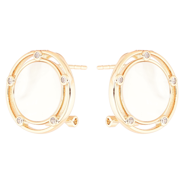 Серьги Xuping Позолота 18K итальянский замок Круги с перламутровыми вставками и цирконием фото №8