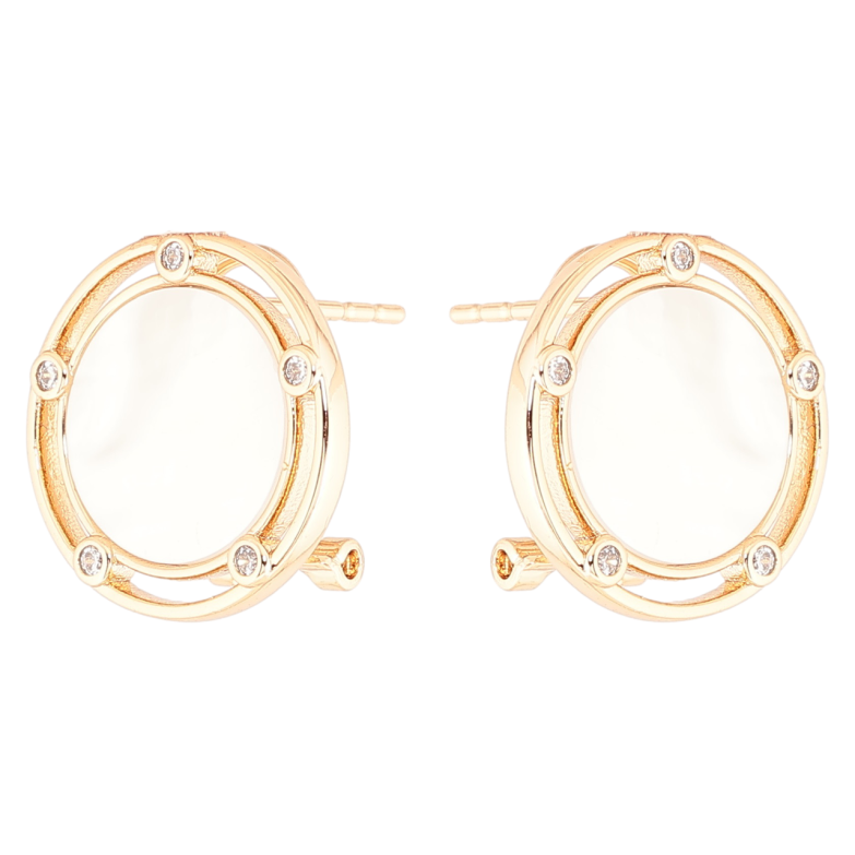 Серьги Xuping Позолота 18K итальянский замок Круги с перламутровыми вставками и цирконием фото №1