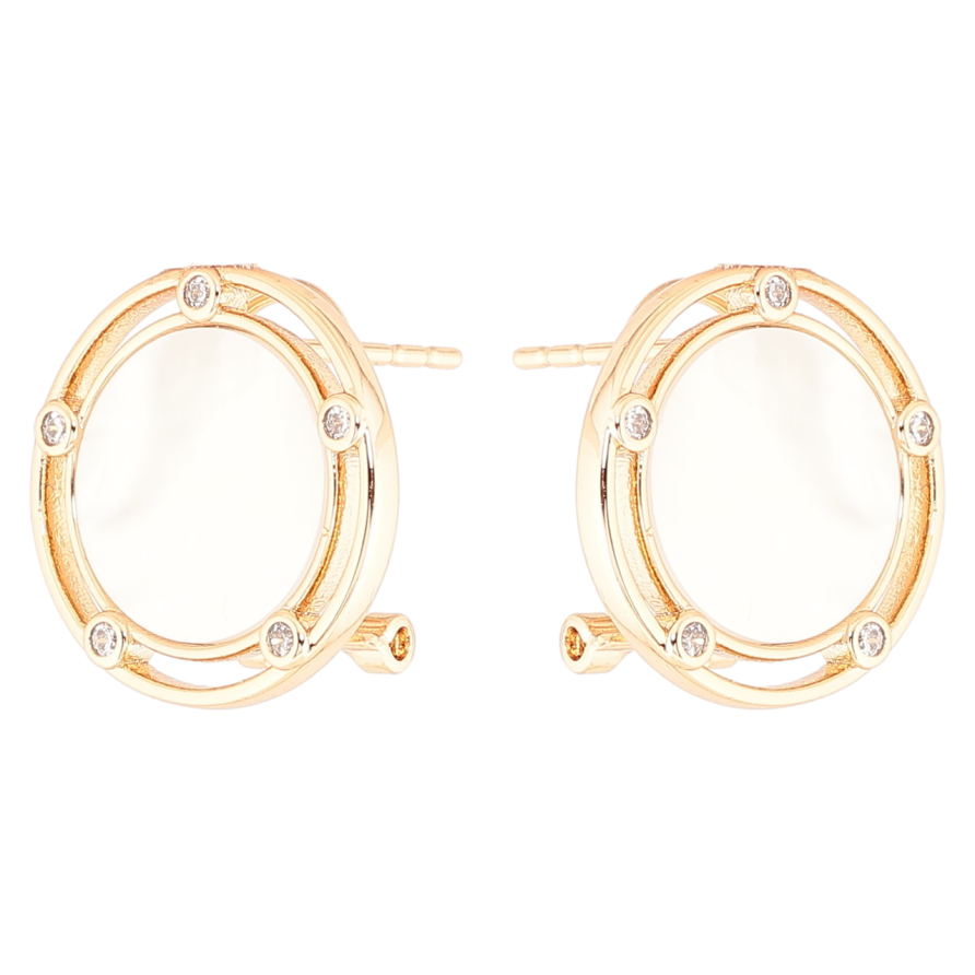 Серьги Xuping Позолота 18K итальянский замок Круги с перламутровыми вставками и цирконием фото №1