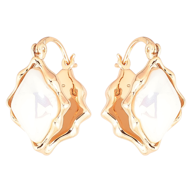 Серьги Xuping Позолота 18K замок-булавка Ромбы с перламутровыми вставками фото №25