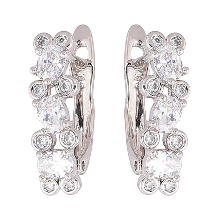 Серьги Xuping Родий английский замок Узор с цирконием фото №3