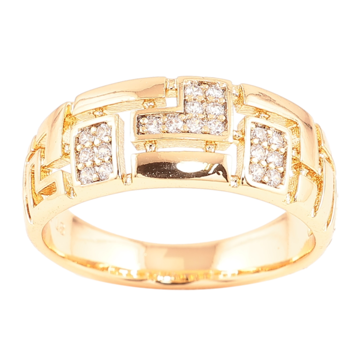 Кольцо Xuping Позолота 18K Резной узор с цирконием фото №10