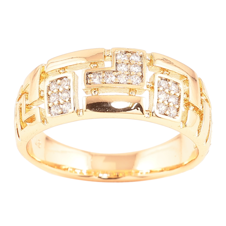 Кольцо Xuping Позолота 18K Резной узор с цирконием фото №1