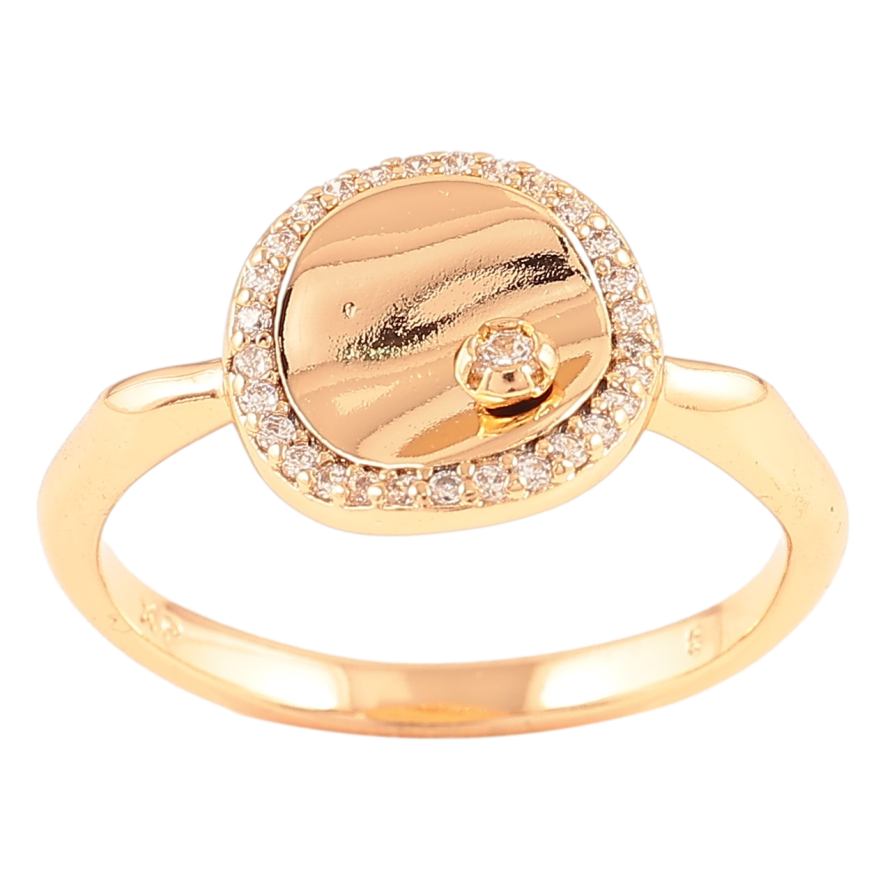 Кольцо Xuping Позолота 18K Декоративный круг с цирконием фото №1