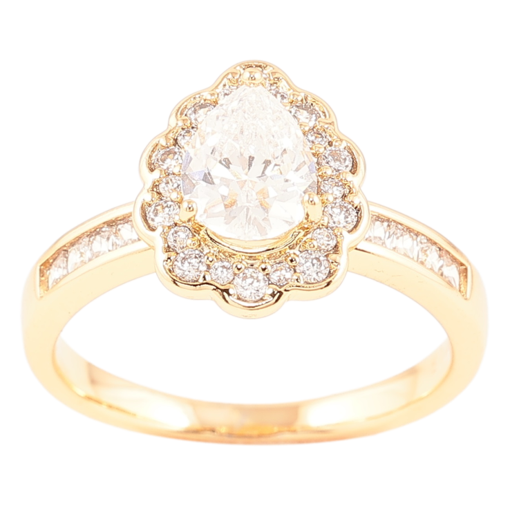 Кольцо Xuping Позолота 18K Кристальная капелька в обрамлении циркония фото №21