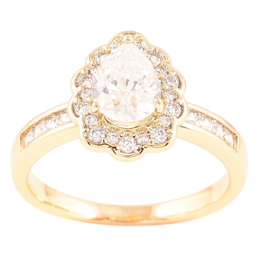 Кольцо Xuping Позолота 18K Кристальная капелька в обрамлении циркония фото №1