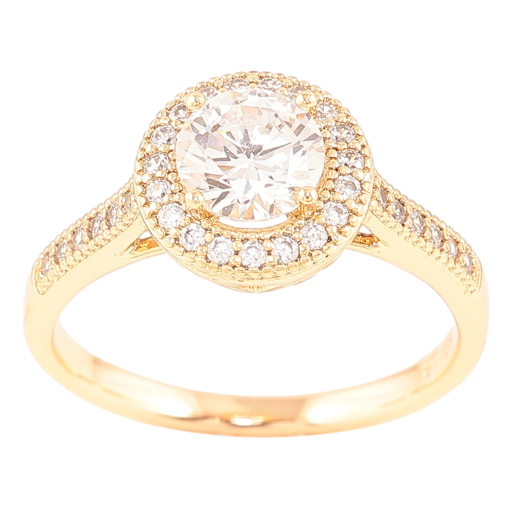 Кольцо Xuping Позолота 18K Фианит в обрамлении циркония фото №11