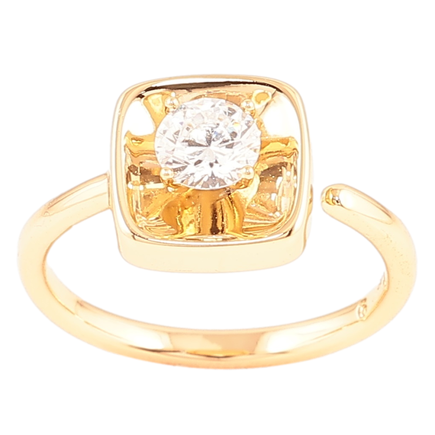 Кольцо Xuping Позолота 18K Квадрат с кристаллом фото №1