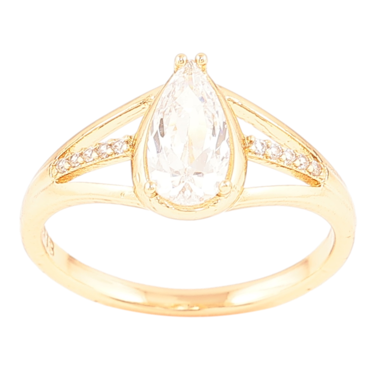 Кольцо Xuping Позолота 18K Кристальная капелька фото №5