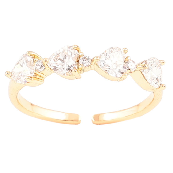 Кольцо Xuping Позолота 18K Кристальные сердечки фото №21