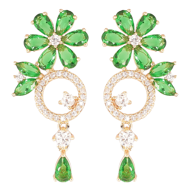 Серьги Xuping M&L Цвет 18K пусеты Цветочные подвески с инкрустацией цирконием и зелеными фианитами фото №21