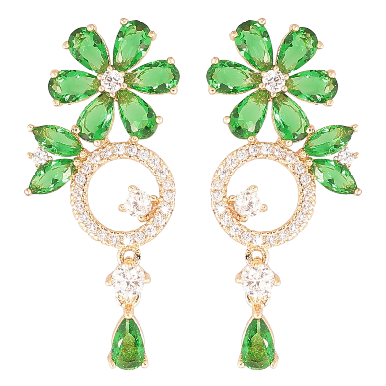 Сережки Xuping M&L Колір 18K пусети «Квіткові підвіски з інкрустацією цирконієм та зеленими фіанітами» фото №8