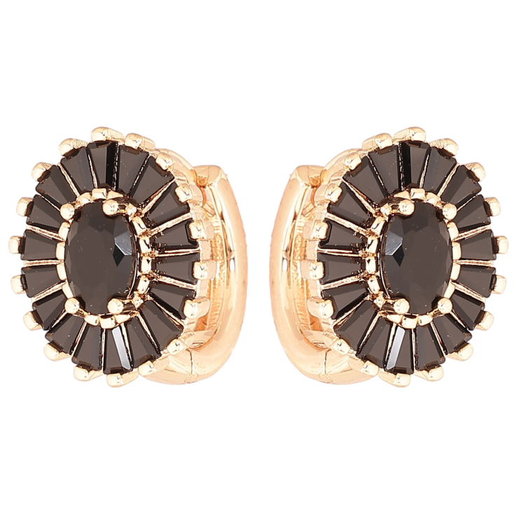 Серьги Xuping M&L Цвет 18K колечки Овалы с инкрустацией черными фианитами фото №24