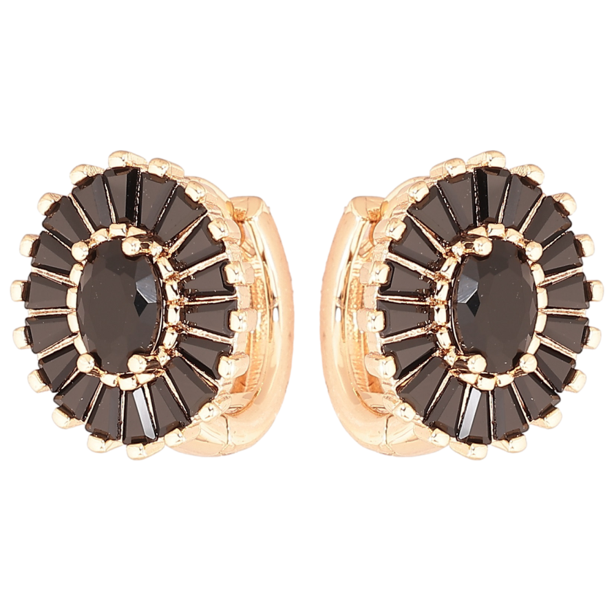 Серьги Xuping M&L Цвет 18K колечки Овалы с инкрустацией черными фианитами фото №1