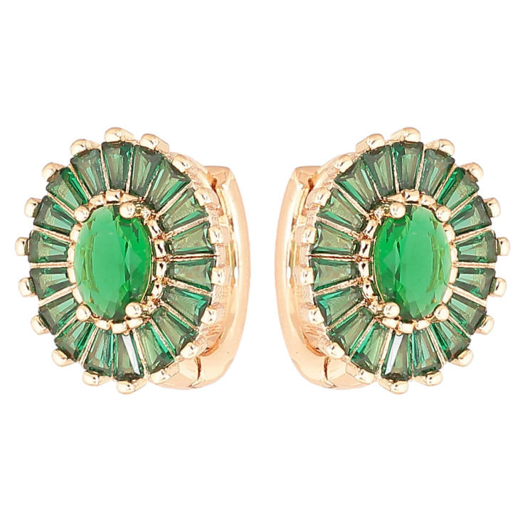 Серьги Xuping M&L Цвет 18K колечки Овалы с инкрустацией зелеными фианитами фото №9