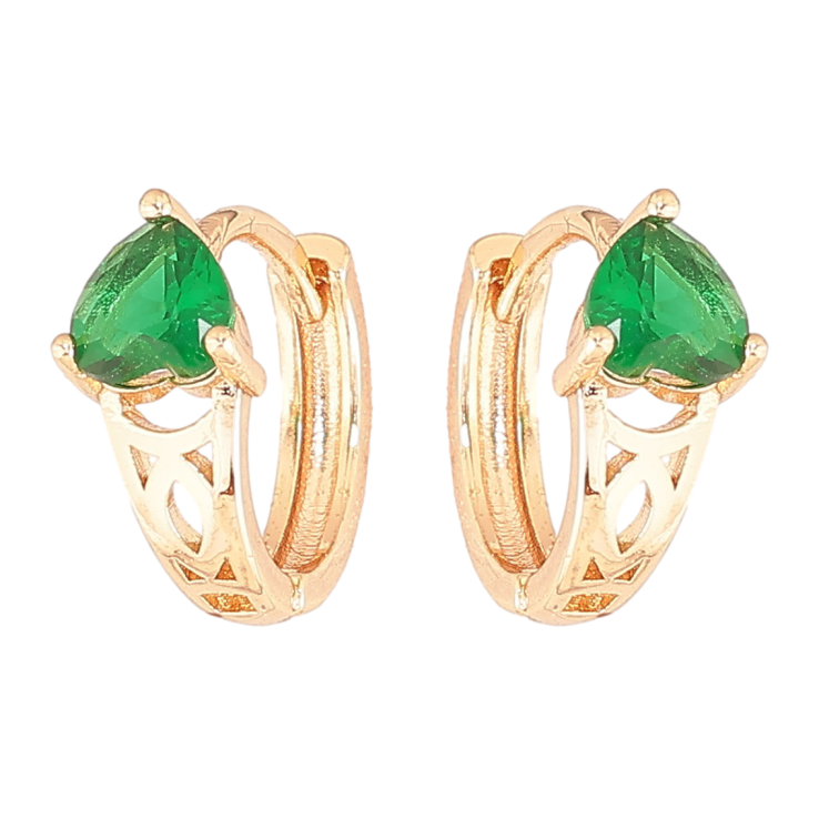 Серьги Xuping M&L Цвет 18K колечки Зеленые кристальные сердечки фото №2