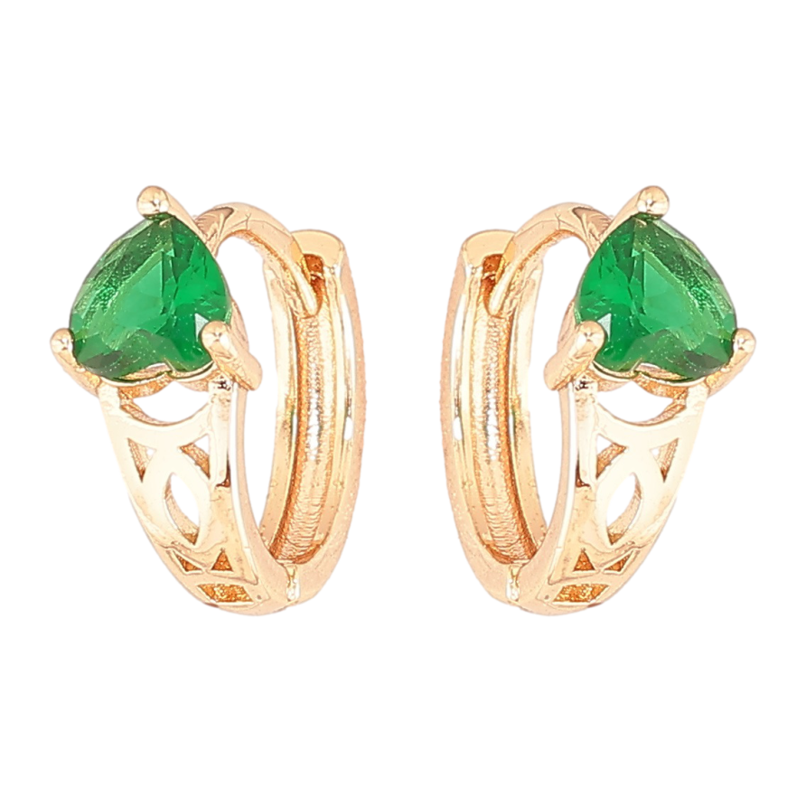 Серьги Xuping M&L Цвет 18K колечки Зеленые кристальные сердечки фото №1