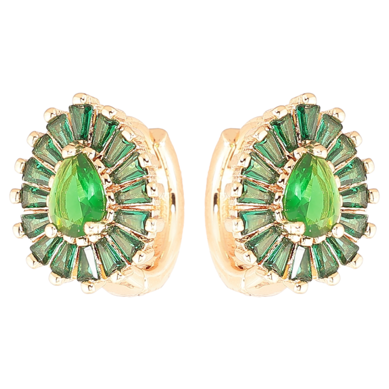 Серьги Xuping M&L Цвет 18K колечки Капельки с инкрустацией зелеными фианитами фото №1