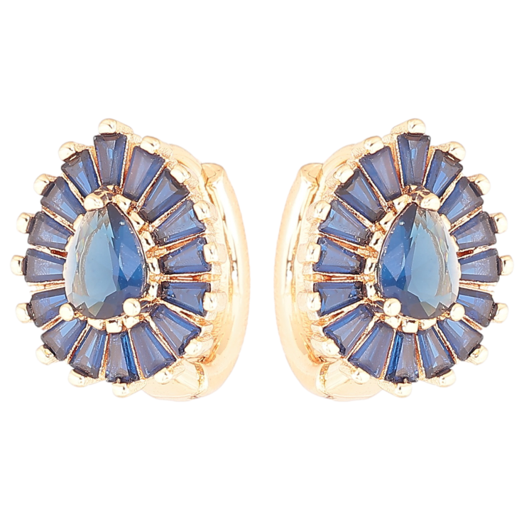 Серьги Xuping M&L Цвет 18K колечки Капельки с инкрустацией синими фианитами фото №5