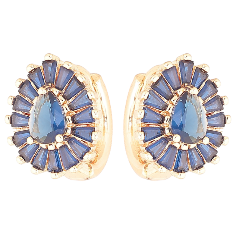 Серьги Xuping M&L Цвет 18K колечки Капельки с инкрустацией синими фианитами фото №1