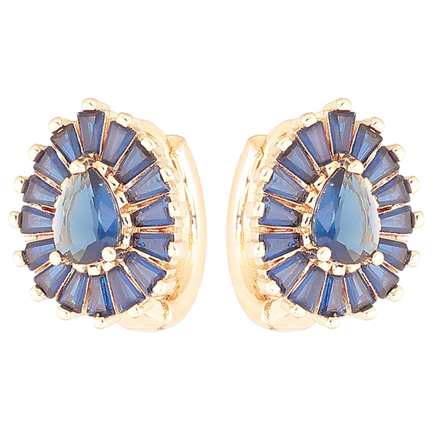 Серьги Xuping M&L Цвет 18K колечки Капельки с инкрустацией синими фианитами фото №1