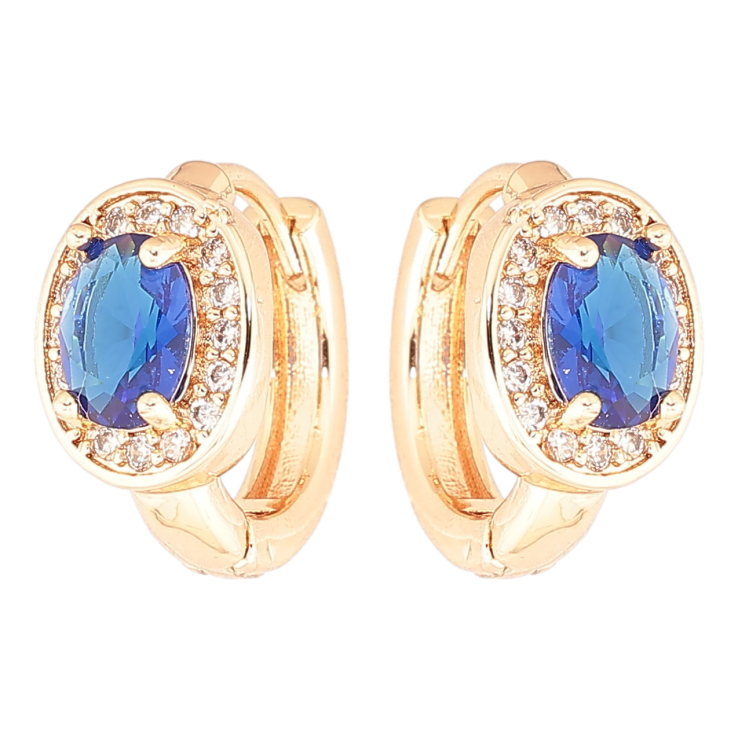 Серьги Xuping M&L Цвет 18K колечки Синие фианиты в обрамлении циркония фото №8