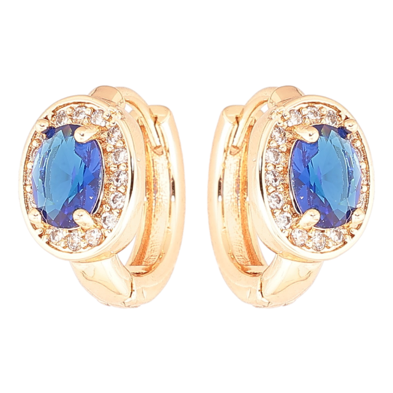 Серьги Xuping M&L Цвет 18K колечки Синие фианиты в обрамлении циркония фото №2