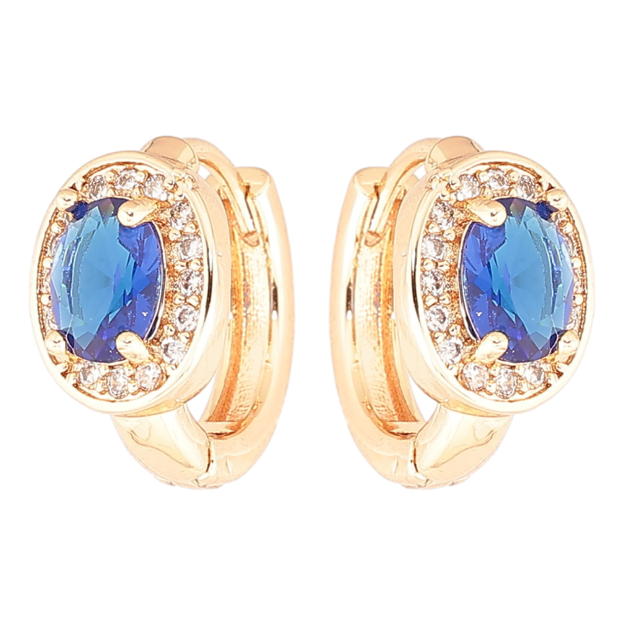 Серьги Xuping M&L Цвет 18K колечки Синие фианиты в обрамлении циркония фото №1