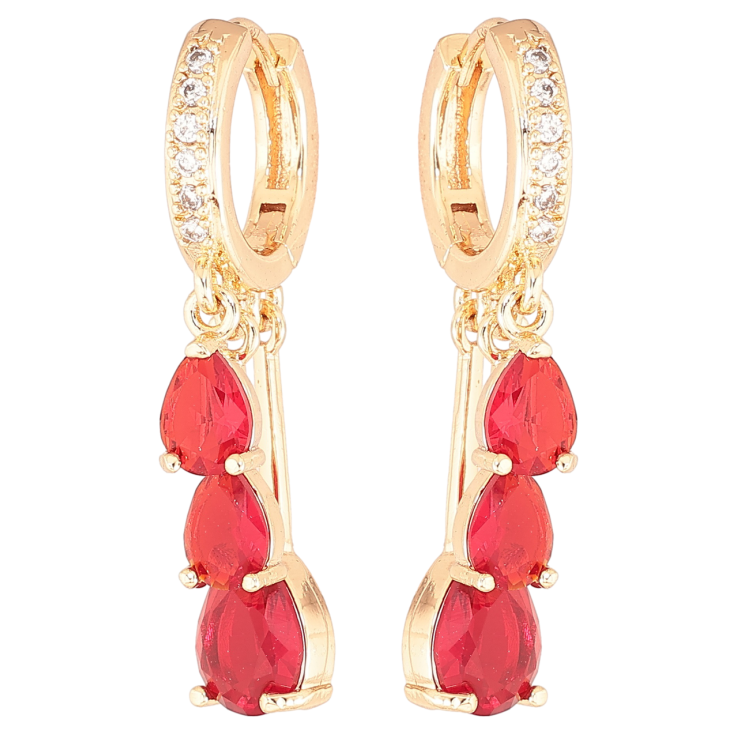 Серьги Xuping M&L Цвет 18K подвески на колечках Изящные подвески с красными фианитами фото №4