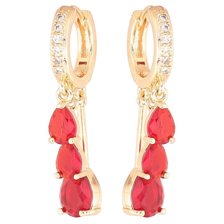 Серьги Xuping M&L Цвет 18K подвески на колечках Изящные подвески с красными фианитами фото №6