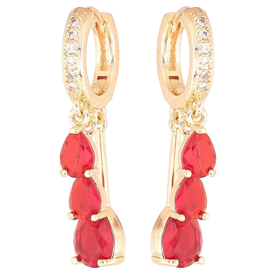 Серьги Xuping M&L Цвет 18K подвески на колечках Изящные подвески с красными фианитами фото №1