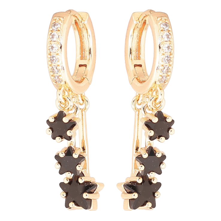 Серьги Xuping M&L Цвет 18K подвески на колечках Черные кристальные звезды фото №7