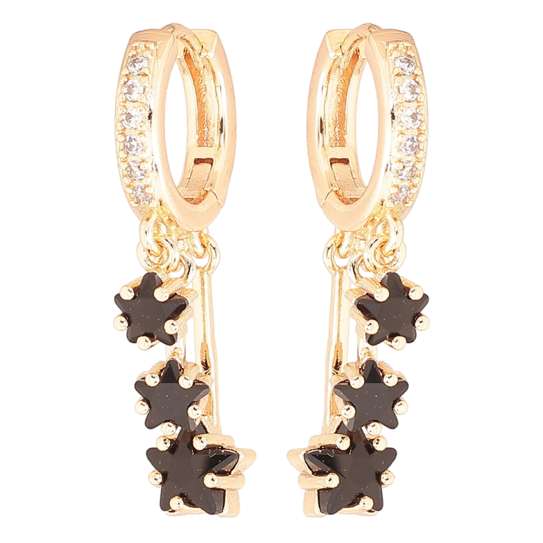 Серьги Xuping M&L Цвет 18K подвески на колечках Черные кристальные звезды фото №1