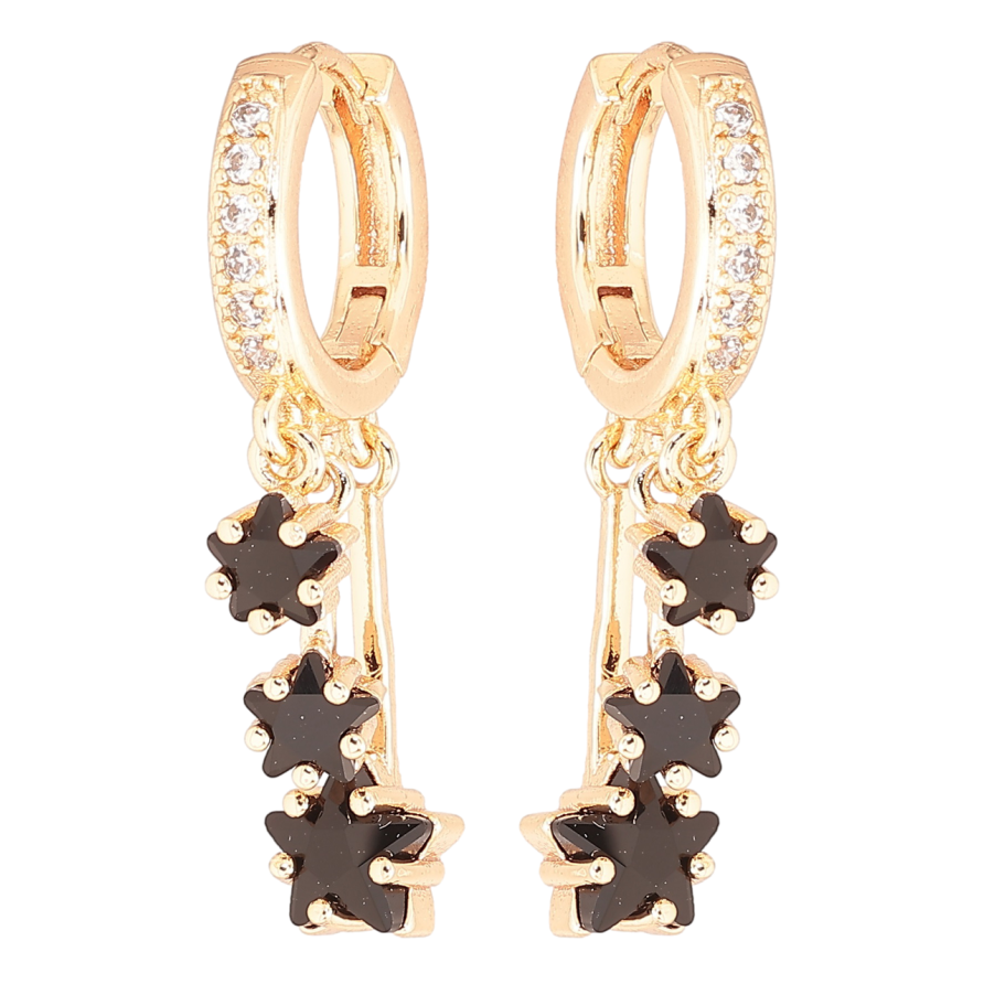 Серьги Xuping M&L Цвет 18K подвески на колечках Черные кристальные звезды фото №1