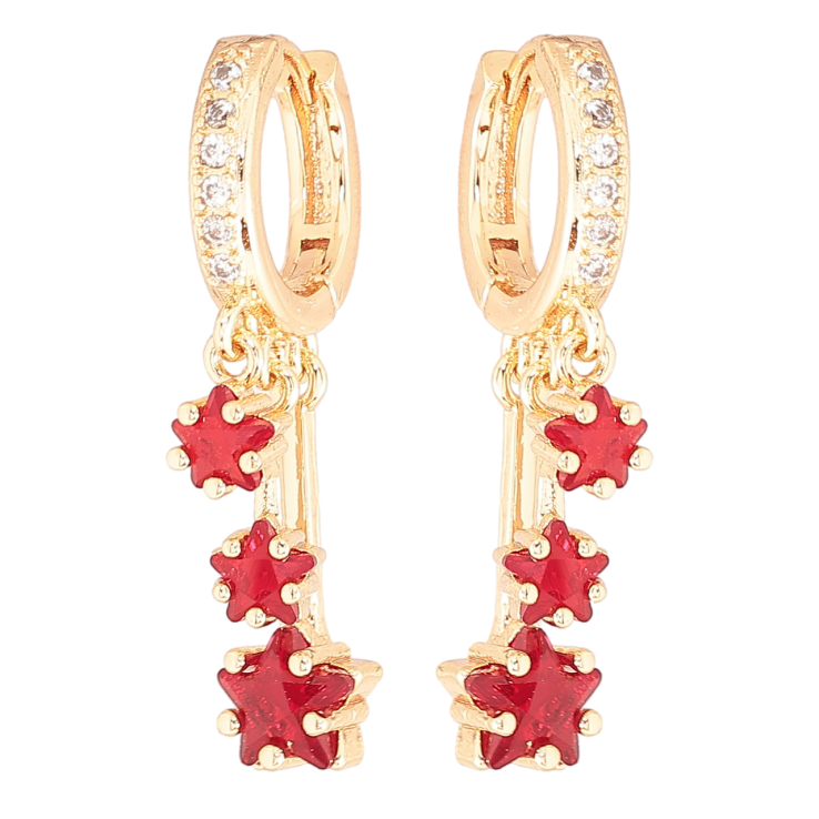 Серьги Xuping M&L Цвет 18K подвески на колечках Красные кристальные звезды фото №22