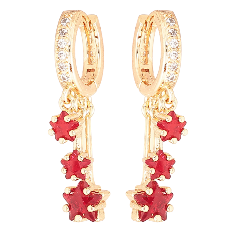 Серьги Xuping M&L Цвет 18K подвески на колечках Красные кристальные звезды фото №1