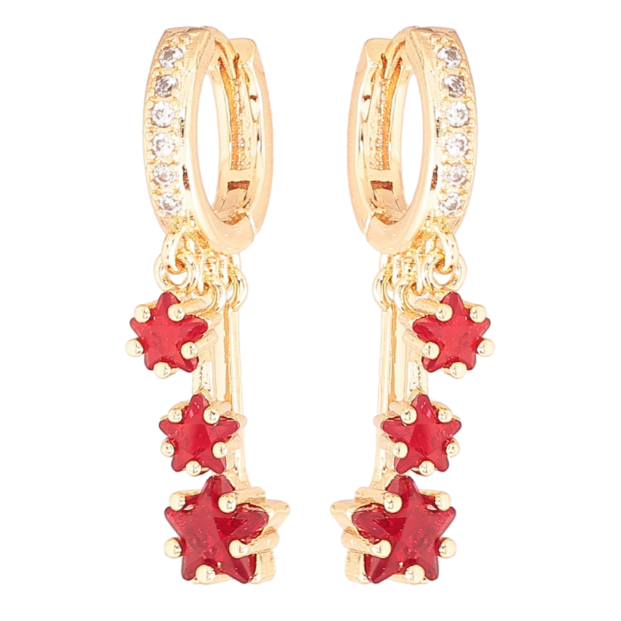 Серьги Xuping M&L Цвет 18K подвески на колечках Красные кристальные звезды фото №1