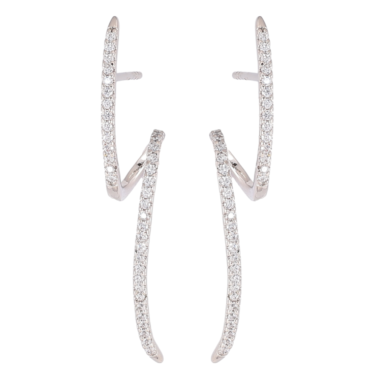 Сережки Xuping Родій пусети «Кручені доріжки цирконію» фото №3 Сережки Xuping Родій пусети «Кручені доріжки цирконію» фото №3