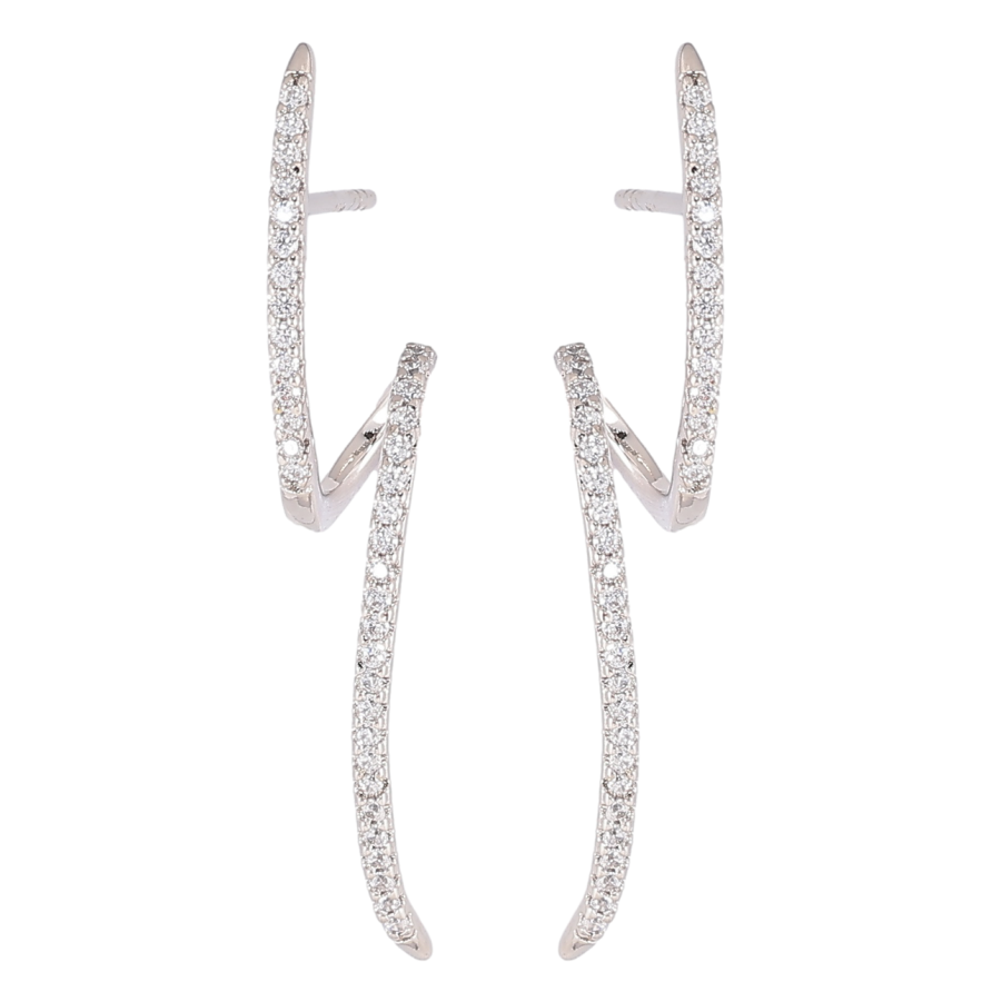 Сережки Xuping Родій пусети «Кручені доріжки цирконію» фото №1 Сережки Xuping Родій пусети «Кручені доріжки цирконію» фото №1