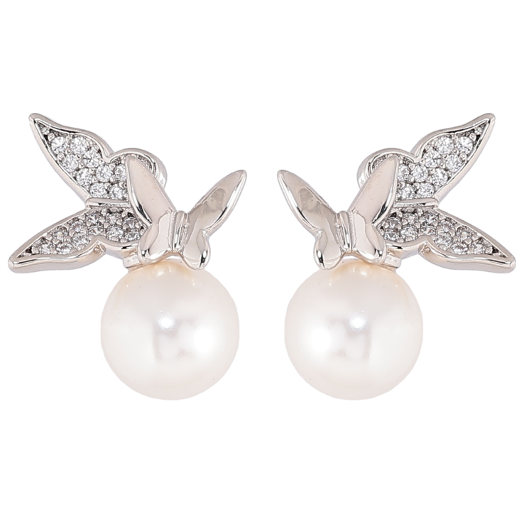 Сережки Xuping Родій пусети «Метелики на перлині» фото №17