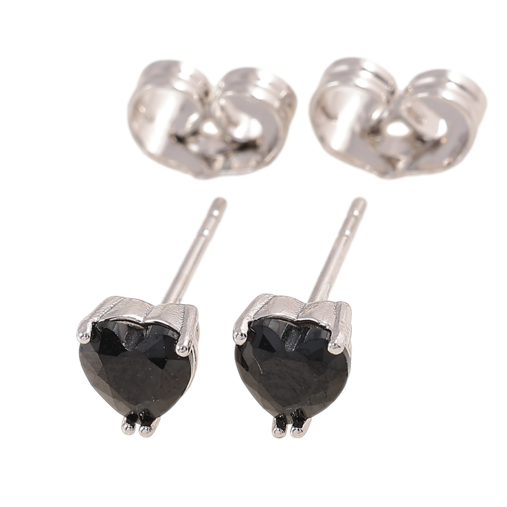 Сережки Xuping Родій пусети «Чорні кришталеві сердечка» 5х5мм фото №19