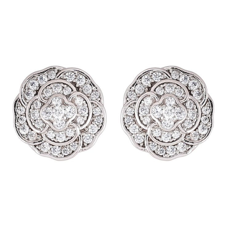 Сережки Xuping Родій пусети «Квіточки з цирконієм» фото №5 Сережки Xuping Родій пусети «Квіточки з цирконієм» фото №5