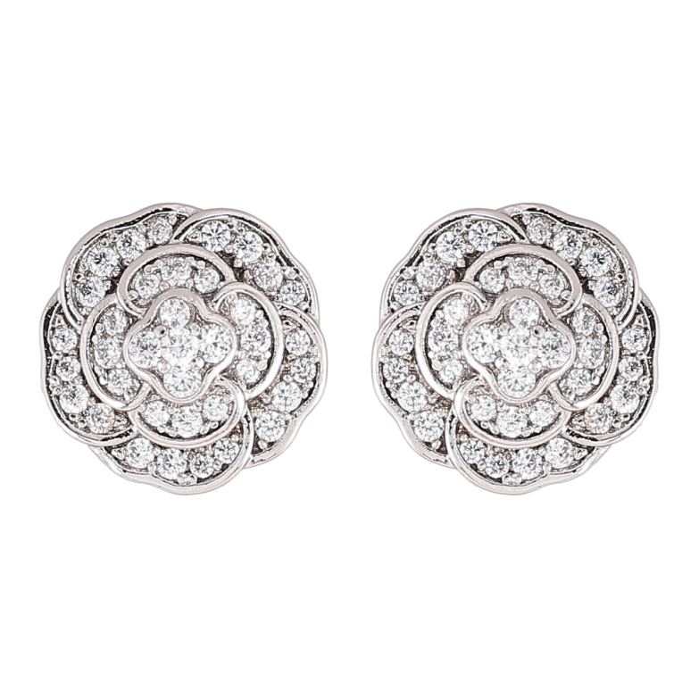 Сережки Xuping Родій пусети «Квіточки з цирконієм» фото №1 Сережки Xuping Родій пусети «Квіточки з цирконієм» фото №1