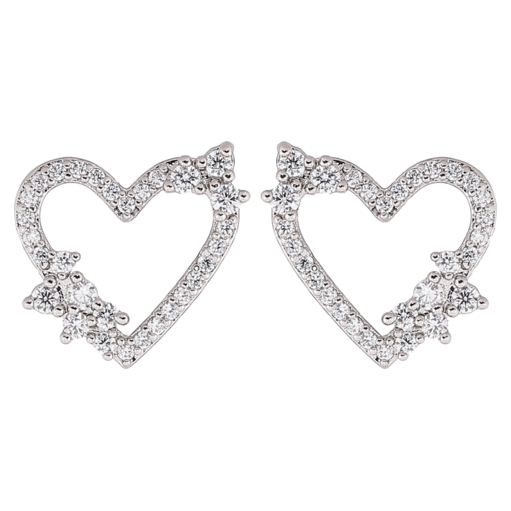 Сережки Xuping Родій пусети «Сердечка з цирконієм» фото №15