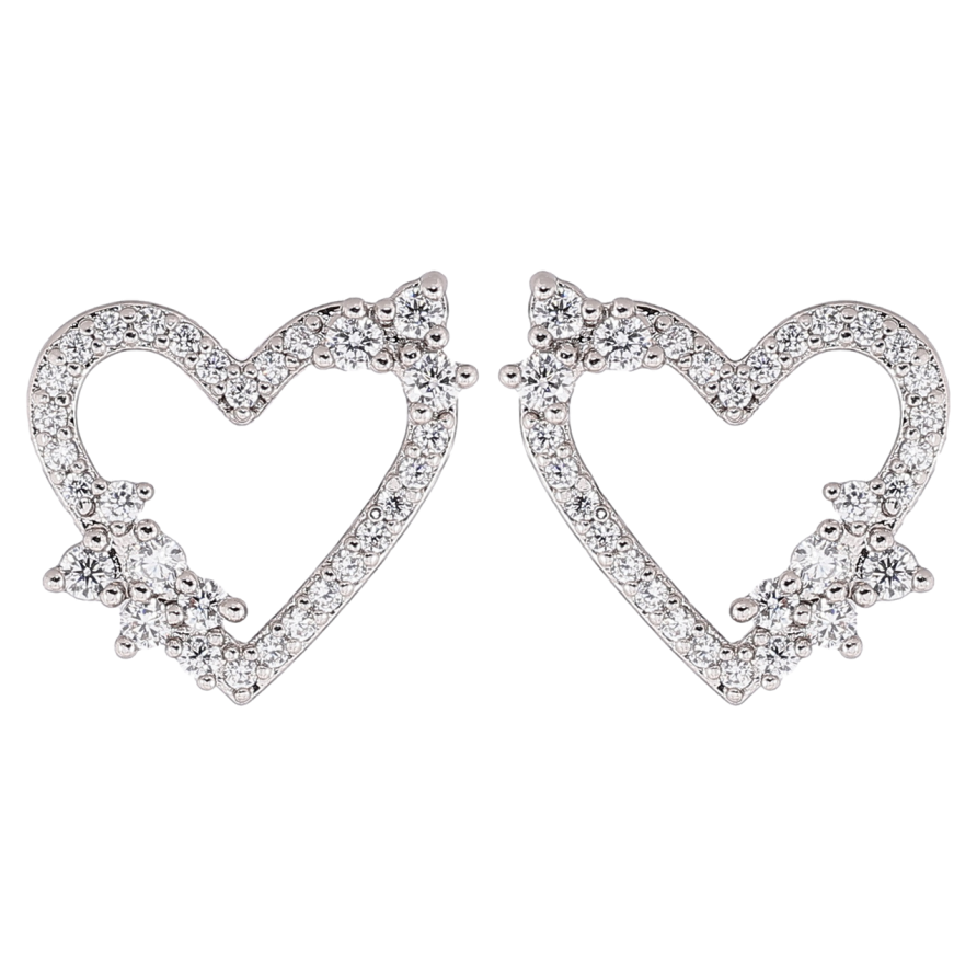 Сережки Xuping Родій пусети «Сердечка з цирконієм» фото №1 Сережки Xuping Родій пусети «Сердечка з цирконієм» фото №1