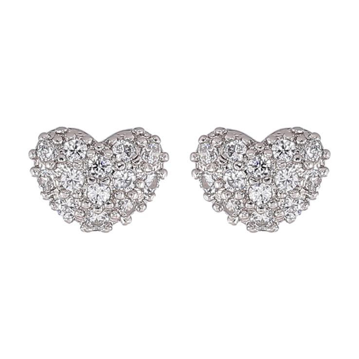 Сережки Xuping Родій пусети «Сердечка з цирконієм» фото №2 Сережки Xuping Родій пусети «Сердечка з цирконієм» фото №2