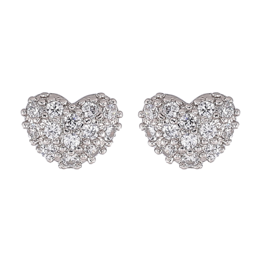 Сережки Xuping Родій пусети «Сердечка з цирконієм» фото №1 Сережки Xuping Родій пусети «Сердечка з цирконієм» фото №1